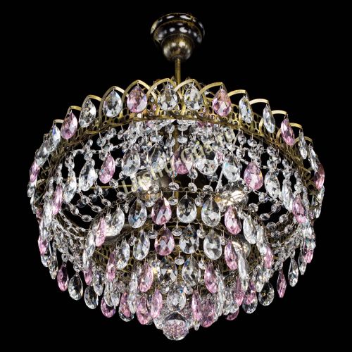 Люстра Грация №5 с подвесом под бронзу Розовая в Самаре Гусь Хрустальный