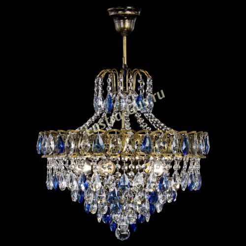 Люстра Грация №5 с подвесом под бронзу Синяя в Самаре Гусь Хрустальный