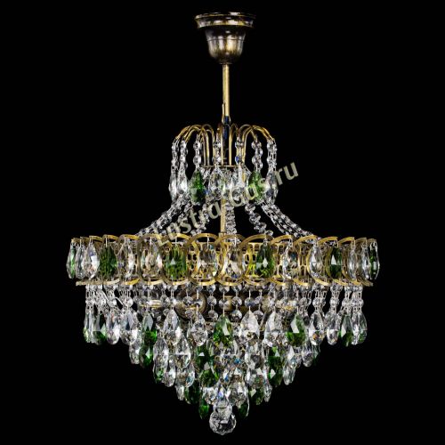 Люстра Грация №5 с подвесом под бронзу Зеленая в Самаре Гусь Хрустальный