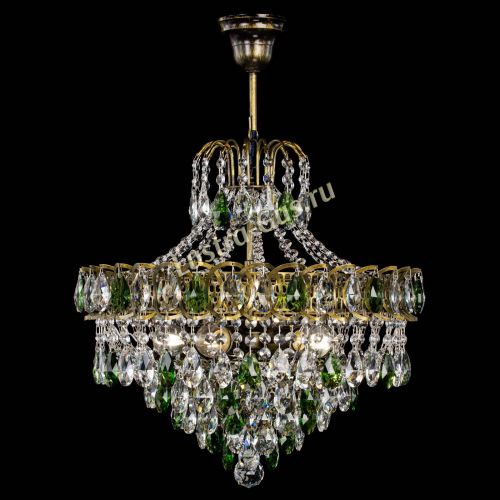 Люстра Грация №5 с подвесом под бронзу Зеленая в Самаре Гусь Хрустальный