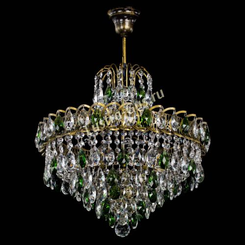 Люстра Грация №5 с подвесом под бронзу Зеленая в Самаре Гусь Хрустальный
