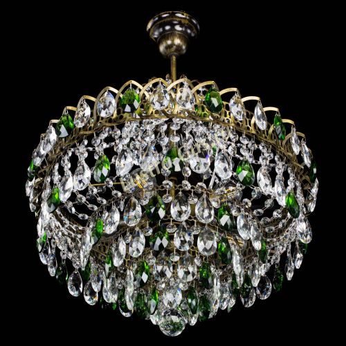 Люстра Грация №5 с подвесом под бронзу Зеленая в Самаре Гусь Хрустальный