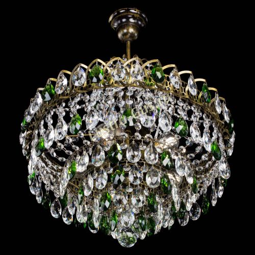 Люстра Грация №5 с подвесом под бронзу Зеленая в Самаре Гусь Хрустальный
