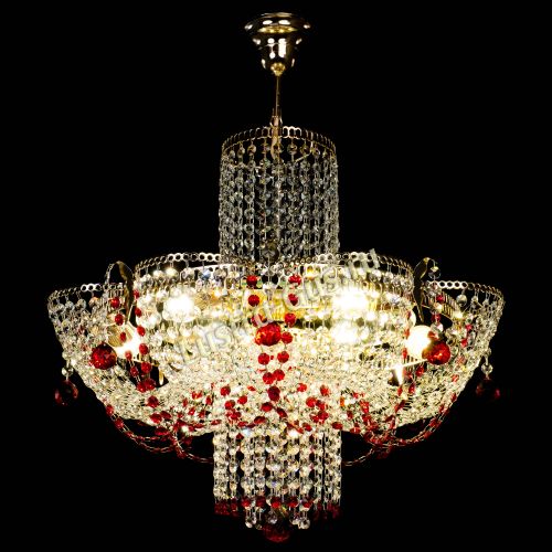 Люстра Камея №6 подвесная красная в Самаре Гусь Хрустальный