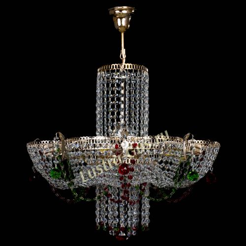 Люстра Камея №6 подвесная красно-зеленая в Самаре Гусь Хрустальный