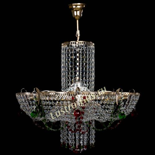 Люстра Камея №6 подвесная красно-зеленая в Самаре Гусь Хрустальный