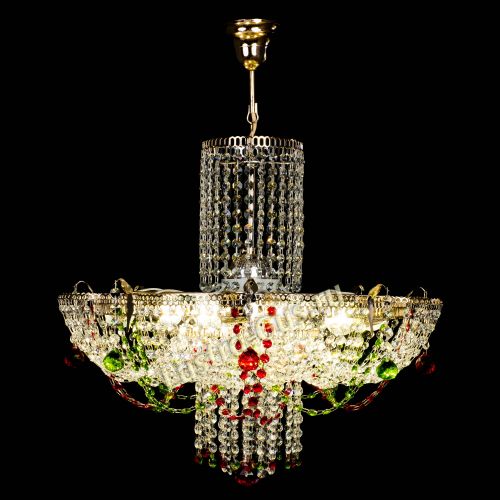 Люстра Камея №6 подвесная красно-зеленая в Самаре Гусь Хрустальный