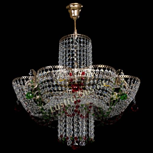 Люстра Камея №6 подвесная красно-зеленая в Самаре Гусь Хрустальный