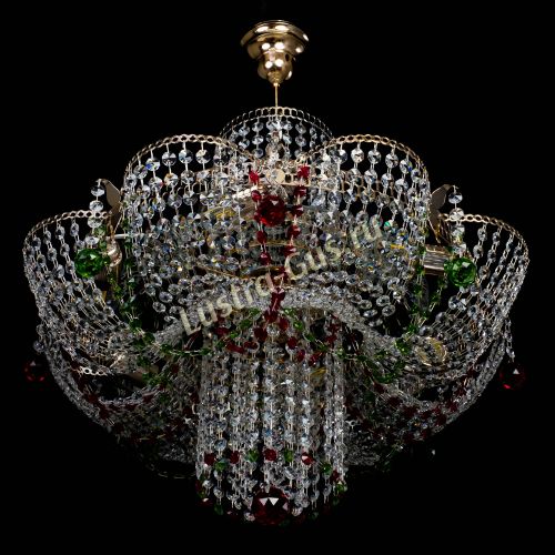 Люстра Камея №6 подвесная красно-зеленая в Самаре Гусь Хрустальный