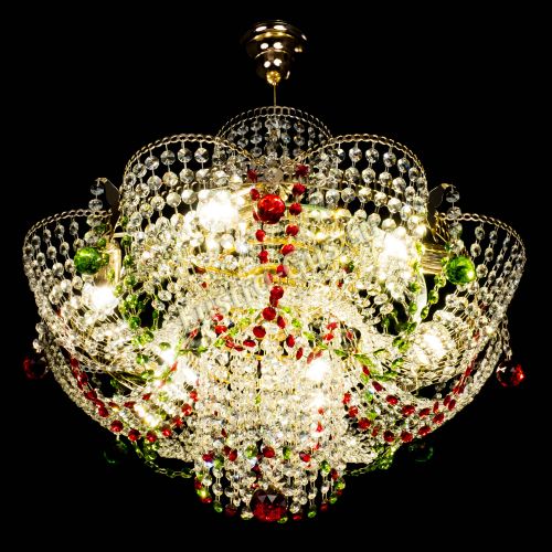 Люстра Камея №6 подвесная красно-зеленая в Самаре Гусь Хрустальный