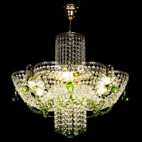 Люстра Камея №6 подвесная зеленая в Самаре Гусь Хрустальный