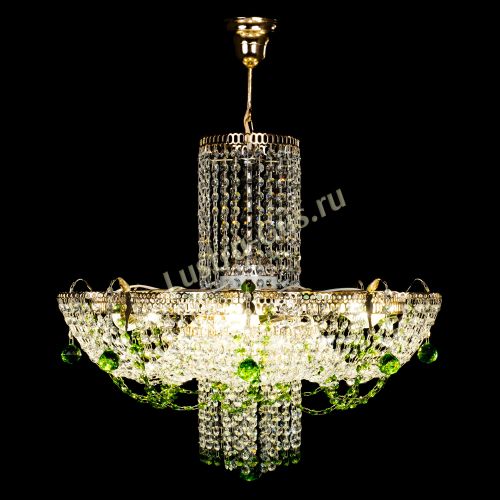 Люстра Камея №6 подвесная зеленая в Самаре Гусь Хрустальный