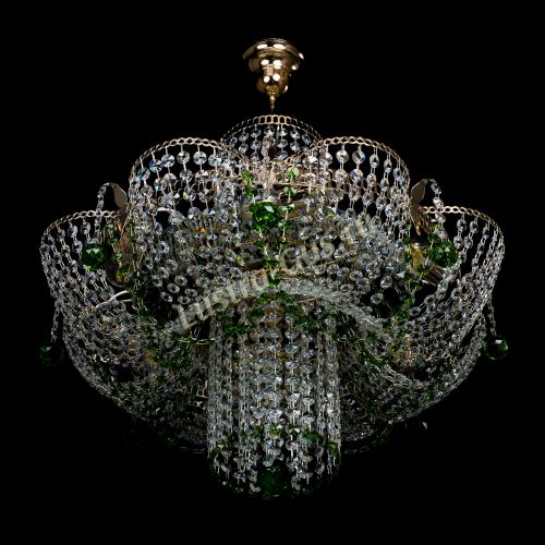 Люстра Камея №6 подвесная зеленая в Самаре Гусь Хрустальный