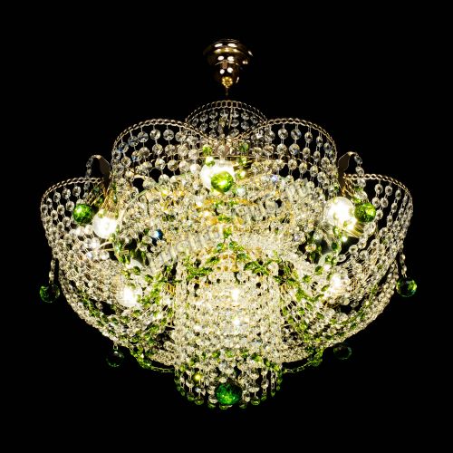 Люстра Камея №6 подвесная зеленая в Самаре Гусь Хрустальный
