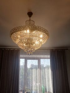 Люстра Хрустальный Каскад №8 с подвесом под бронзу в Самаре отзыв и фото покупателя