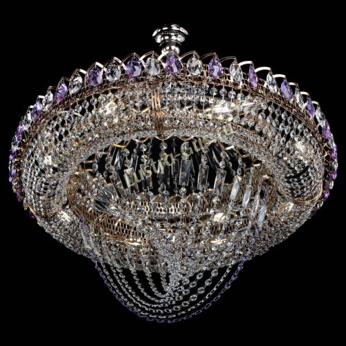 Люстра Кольцо Классика Веер №8 фиолетовая в Самаре Гусь Хрустальный