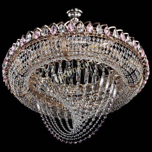 Люстра Кольцо Классика Веер №8 розовая в Самаре Гусь Хрустальный