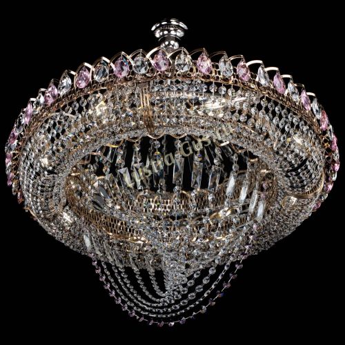 Люстра Кольцо Классика Веер №8 розовая в Самаре Гусь Хрустальный