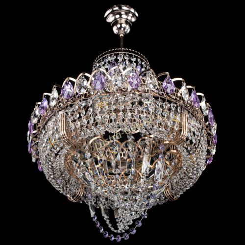 Люстра Кольцо Классика Веер фиолетовая в Самаре Гусь Хрустальный