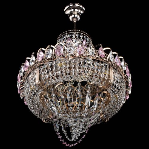 Люстра Кольцо Классика Веер розовая в Самаре Гусь Хрустальный