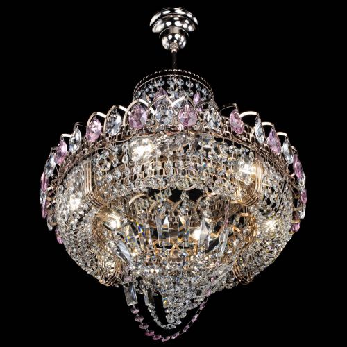 Люстра Кольцо Классика Веер розовая в Самаре Гусь Хрустальный