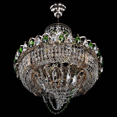 Люстра Кольцо Классика Веер зеленая в Самаре Гусь Хрустальный