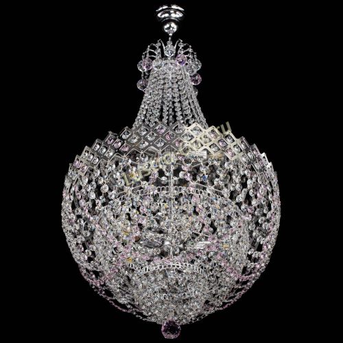 Люстра Корона №5 с подвесом Розовая в Самаре Гусь Хрустальный