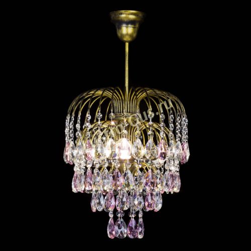 Люстра Лора №3 под бронзу розовая в Самаре Гусь Хрустальный