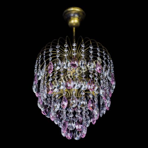 Люстра Лора №3 под бронзу розовая в Самаре Гусь Хрустальный