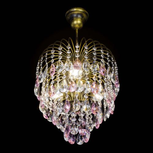 Люстра Лора №3 под бронзу розовая в Самаре Гусь Хрустальный