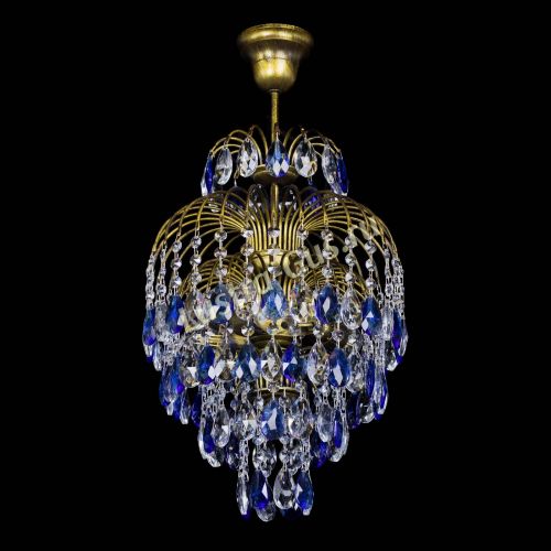 Люстра Лора №3 журавлик Синяя под бронзу в Самаре Гусь Хрустальный