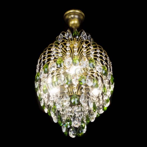 Люстра Лора №3 журавлик Зеленая под бронзу в Самаре Гусь Хрустальный