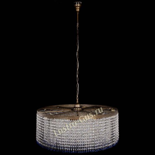 Люстра Милан капель №10 под бронзу синяя с подвесом в Самаре Гусь Хрустальный