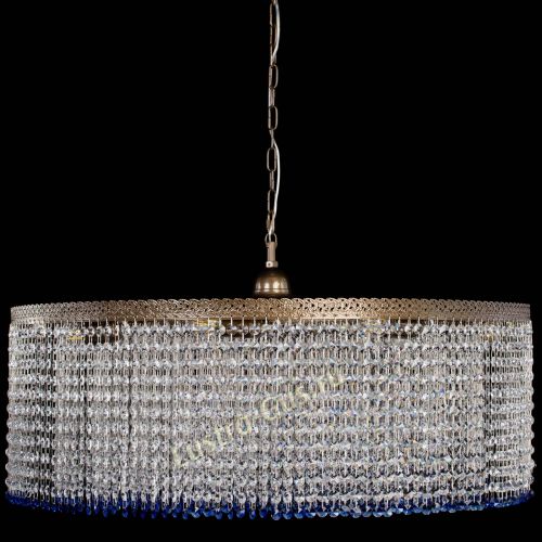 Люстра Милан капель №10 под бронзу синяя с подвесом в Самаре Гусь Хрустальный