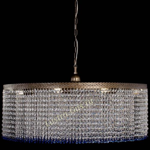 Люстра Милан капель №10 под бронзу синяя с подвесом в Самаре Гусь Хрустальный