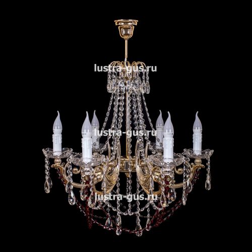 Люстра Свеча Лайт №1 оптикон цветная (рожки - пластик) в Самаре Гусь Хрустальный