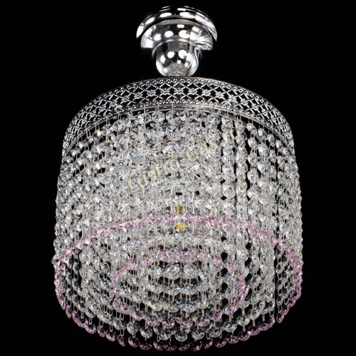 Люстра Венеция Капель №1 с подвесом Розовая в Самаре Гусь Хрустальный