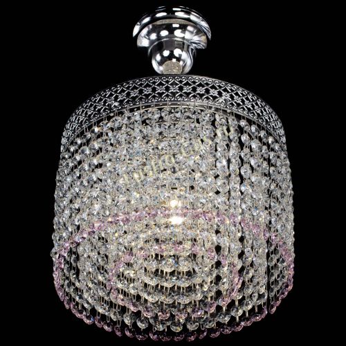 Люстра Венеция Капель №1 с подвесом Розовая в Самаре Гусь Хрустальный