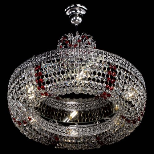 Люстра Венеция Кольцо с подвесом Красная в Самаре Гусь Хрустальный