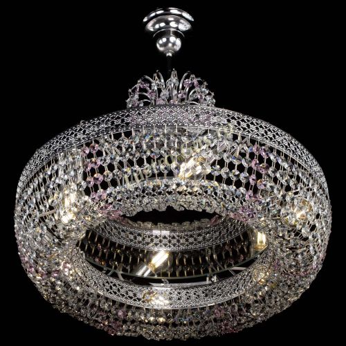 Люстра Венеция Кольцо с подвесом Розовая в Самаре Гусь Хрустальный