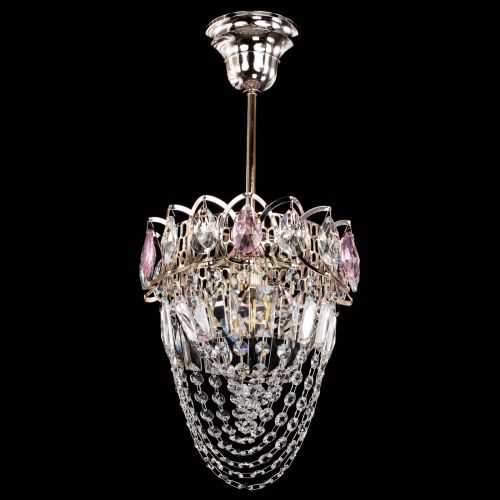 Люстра Водоворот №1 мини с подвесом розовая в Самаре Гусь Хрустальный