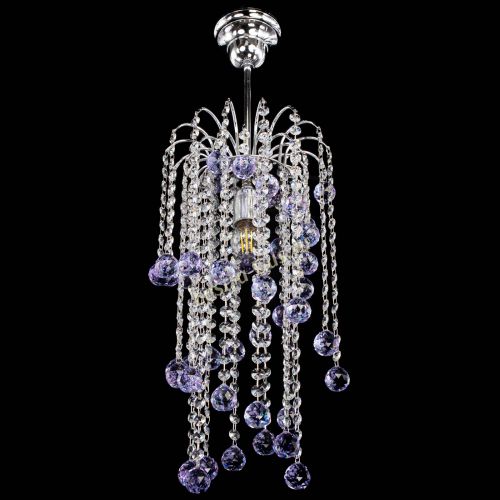 Люстра Зима каскад шар 30 фиолетовая в Самаре Гусь Хрустальный