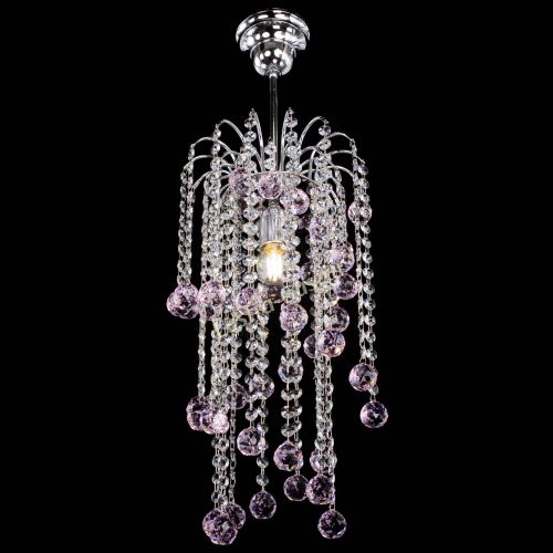 Люстра Зима каскад шар 30 розовая в Самаре Гусь Хрустальный