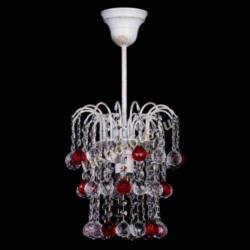 Люстра Зима шар красная (белая патина)  в Самаре Гусь Хрустальный