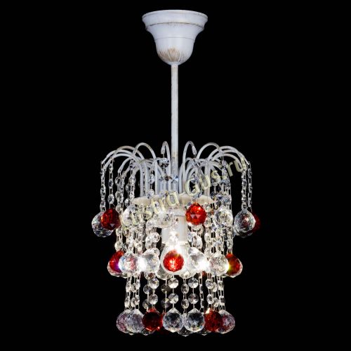 Люстра Зима шар красная (белая патина)  в Самаре Гусь Хрустальный