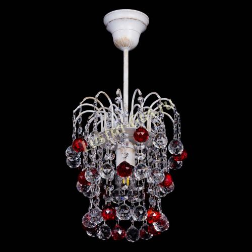 Люстра Зима шар красная (белая патина)  в Самаре Гусь Хрустальный