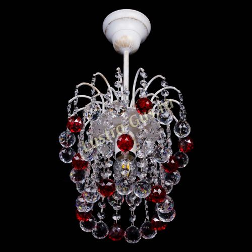 Люстра Зима шар красная (белая патина)  в Самаре Гусь Хрустальный