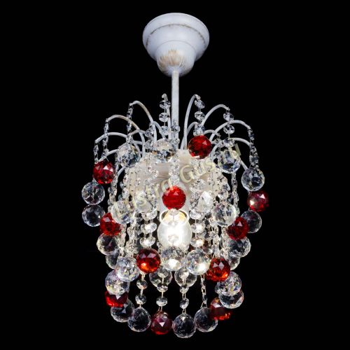 Люстра Зима шар красная (белая патина)  в Самаре Гусь Хрустальный