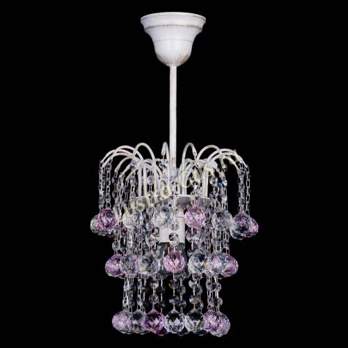 Люстра Зима шар розовая (белая патина)  в Самаре Гусь Хрустальный