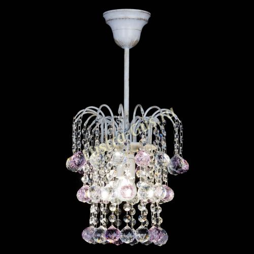 Люстра Зима шар розовая (белая патина)  в Самаре Гусь Хрустальный